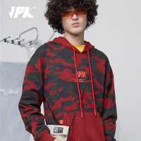JPK秋冬 原创红色迷彩情侣休闲加大嘻哈宽松大码连帽卫衣男