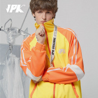 JPK原创潮牌男装中国国潮ins橙色立领开衫拉链卫衣男士情侣款女