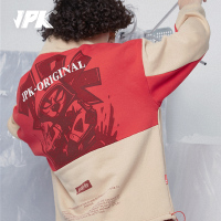 JPK秋冬 原创加绒红色嘻哈潮牌套头潮流情侣休闲宽松卫衣印花