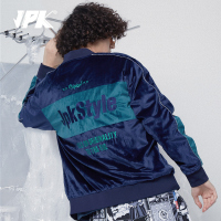 JPK设计原创国潮秋冬复古ins藏青色港风休闲宽松运动夹克外套男女