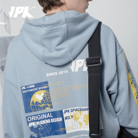 JPK19年秋冬 潮牌嘻哈长袖打底灰蓝色连帽套头男女卫衣情侣款