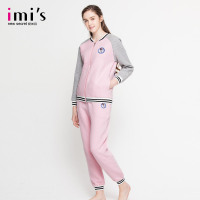 IMIS爱美丽女士家居服 素色圆领开衫长袖板球服版套装
