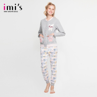 IMIS爱美丽女士秋冬家居服 满印狗狗开衫长袖套装