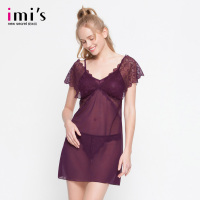 IMIS爱美丽女士家居服 深V美背性感蕾丝透明吊带睡裙