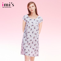 IMIS爱美丽女士家居服 舒适棉质套头短袖睡裙睡衣女