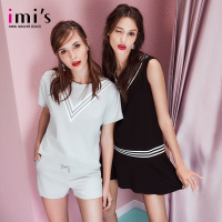 IMIS爱美丽女士家居服 时尚条纹套头无袖性感连衣裙