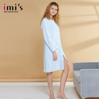 IMIS爱美丽女士家居服 秋冬舒适长袖中长款睡裙睡衣