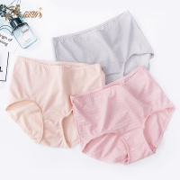 网眼女士内裤 纯色简约排汗透气内裤女中腰纯棉档 弹力舒适短裤头