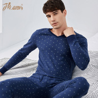 顶瓜瓜休闲简约商务打底衫 男士保暖内衣 薄秋衣秋裤套装纯棉秋冬