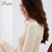 顶瓜瓜素色印花保暖内衣 大圆领弹力打底衫 紧身舒适秋衣秋裤套装