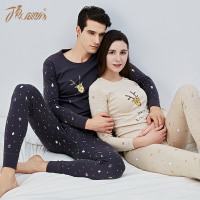顶瓜瓜保暖内衣女纯棉圆领印花情侣秋衣秋裤套装可爱学生打底衫女