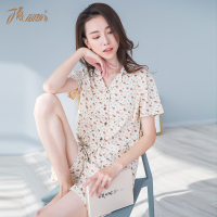 顶瓜瓜睡衣女夏纯棉短袖简约印花卡通韩版家居服套装100%棉顶呱呱