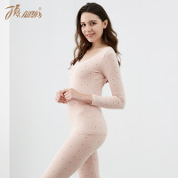 印花保暖内衣女 顶瓜瓜薄款圆领甜美修身秋衣秋裤 女士打底衫秋冬