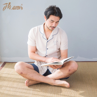 顶瓜瓜睡衣男夏纯棉短袖 纯色休闲舒适家居服套装 简约时尚可外穿