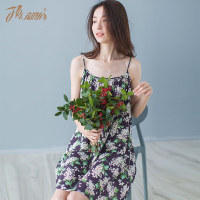 顶瓜瓜睡裙女夏 韩版 清新性感可外穿 睡衣女夏 冰丝 顶呱呱官网