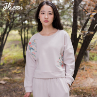 顶瓜瓜刺绣民族风外穿女装 甜美休闲家居服套装 秋冬绒毛睡衣新品