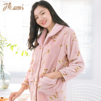 顶瓜瓜秋冬加绒睡衣女法兰绒 甜美印花可爱长袖保暖家居服套装