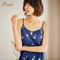 顶瓜瓜睡裙女夏性感蕾丝带纯棉睡衣时尚韩版清新长裙可节肩带