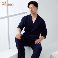 顶瓜瓜新款男士纯棉长袖家居服套装日式清新休闲睡衣男时尚可外穿