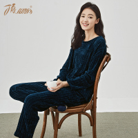 顶瓜瓜睡衣女长袖舒适柔软女士大码开衫薄款女装家居服套装秋冬款