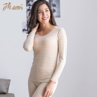 顶瓜瓜内衣女秋衣秋裤套装 圆领打底修身性感保暖内衣女士蕾丝领