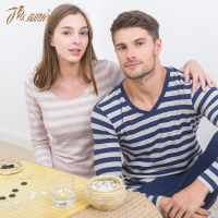 顶瓜瓜秋季情侣内衣套装棉 条纹舒适保暖打底秋衣秋裤正品顶呱呱