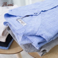 顶瓜瓜亚麻男装长袖家居服 宽松休闲轻薄透气立领棉麻睡衣顶呱呱