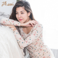 顶瓜瓜秋衣秋裤女 保暖内衣套装秋冬印花清新少女甜美打底衫正品