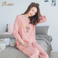 顶瓜瓜纯棉女士七分袖睡衣女 休闲圆领家居服可外穿套装 春季新款