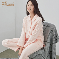 顶瓜瓜睡衣女冬加厚保暖三层纱布家居服套装舒适纯棉休闲长袖睡衣