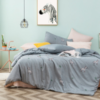 兰家纺儿童四件套卡通纯棉男孩斑马床单被套1.2米宿舍床上用品