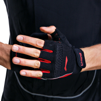 李宁(LI-NING)手套骑行健身手套耐磨防滑护指护腕运动半指对装手套547