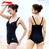 李宁(LI-NING)泳衣女保守三角连体裙式平角游泳衣性感女士遮肚显瘦温泉泳装012