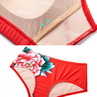 号手游泳衣女比基尼三件套旗袍式中国风复古保守平角沙滩度假套装