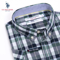 U.S. POLO ASSN.衬衣男短袖纯棉格子美式休闲衬衫官方新款男衬衫