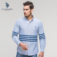 U.S. POLO ASSN.白衬衫男韩版修身商务衬衣长袖官方休闲帅气条纹
