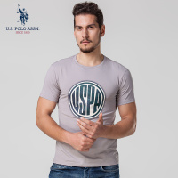 U.S. POLO ASSN.夏季男士短袖T恤潮圆领字母印花体恤休闲棉质上衣