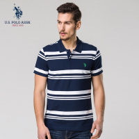 U.S. POLO ASSN.男士短袖polo衫棉氨翻领条纹T恤春夏新款短袖T恤