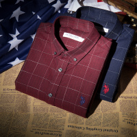 U.S. POLO ASSN.长袖衬衫男秋冬美式商务衬衣休闲格子提花马标