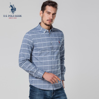 U.S. POLO ASSN.男士长袖衬衫 格纹青年薄款商务休闲工装修身衬衣