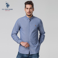 U.S. POLO ASSN.保罗条纹衬衫男长袖 春夏纯棉牛津纺衬衣商务休闲