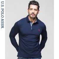 长袖polo衫男潮流新款春季青年纯棉商务休闲纯色翻领长袖T恤男