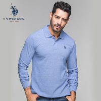 U.S. POLO ASSN.男士长袖polo衫秋季新款纯色棉氨时尚休闲翻领T恤