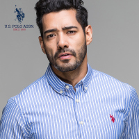 U.S. POLO ASSN.长袖衬衫男春秋新款纯棉条纹休闲商务修身男衬衣
