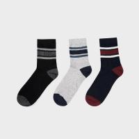 HLA海澜之家三双装撞色柔软中筒袜舒适透气男袜HZACJ3E061A