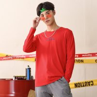 潮流前线2019春装青少年学生韩版圆领宽松T恤男打底衫上衣新派学院风