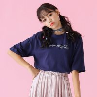 潮流前线2019春装女款潮流百搭标语T恤中袖打底衫时尚舒适