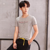潮流前线2019夏装男款圆领修身短袖T恤百搭字母印花多色打底衫