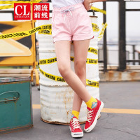 潮流前线2019夏季女款潮流抽绳松紧裤腰休闲百搭学生纯色短裤