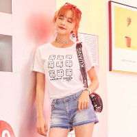 潮流前线2019夏季韩版圆领卡通动漫短袖女T恤百搭青少年T恤女